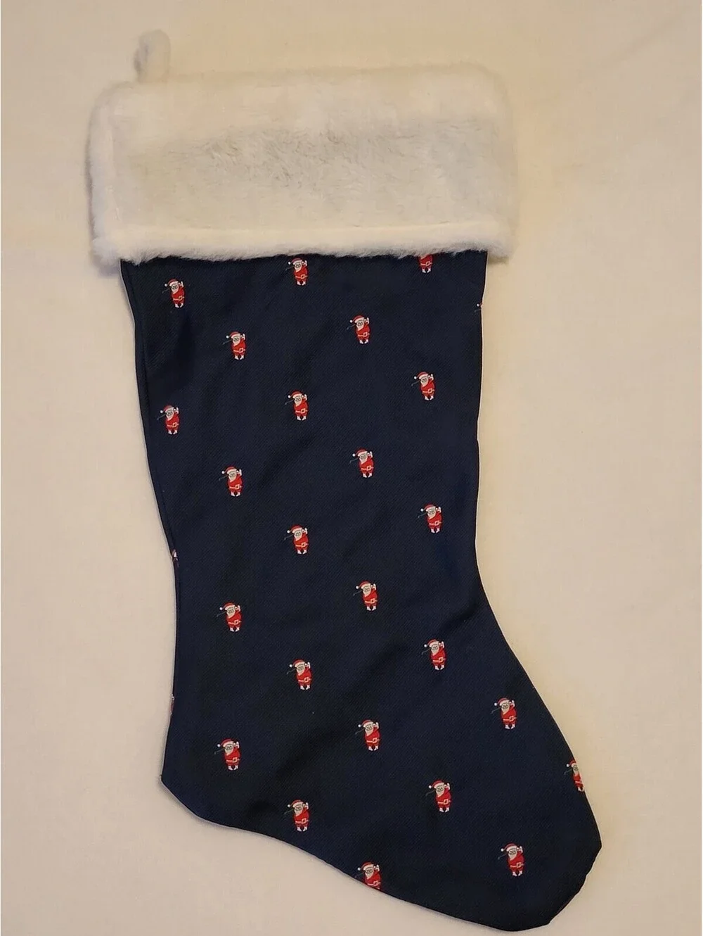 VTG Alynn Neckwear OS Christmas Stocking Embroidered Santa Claus Golfing
